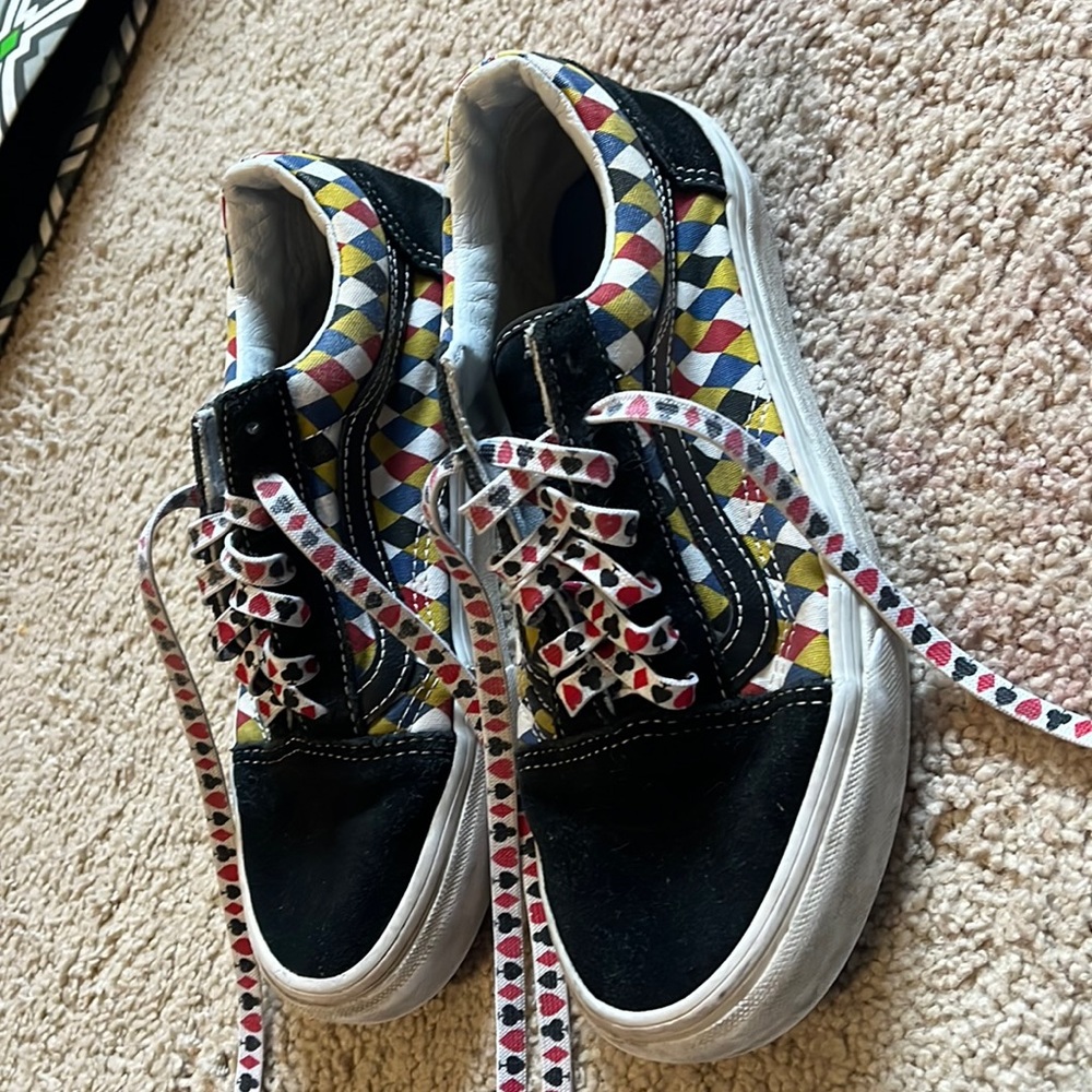 Vans Checkerboard Multicolor Low-Top Sneakers with Black Suede
